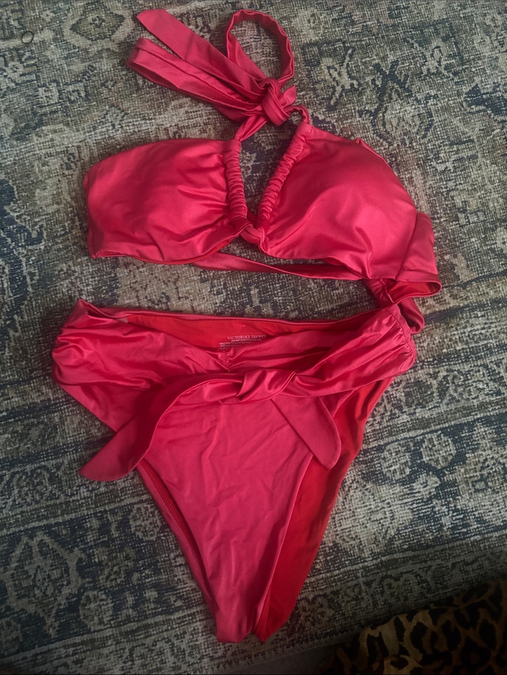 Victoria's Secret Bright Red Multiway Tie Bikini Set
